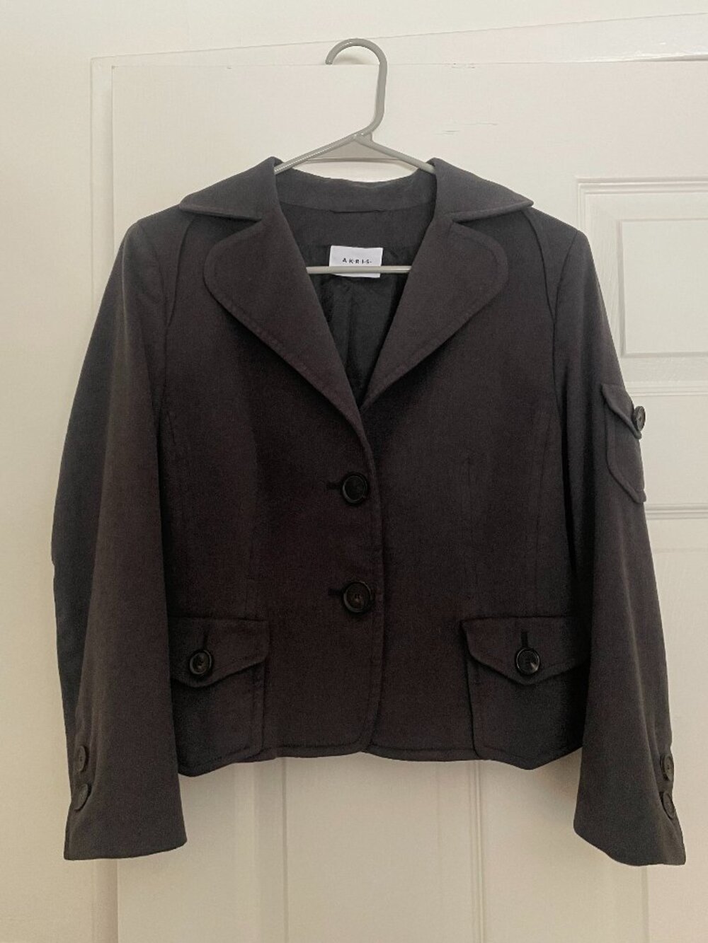 Akris Punto Dark Charcoal Gray Women's Wool Blazer Size 10